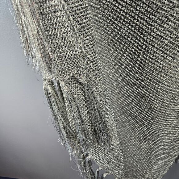 Free People Light My Fire Shimmer Kimono Pewter Fringe OS - Picture 4 of 7